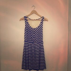 Blue/gray striped dress
